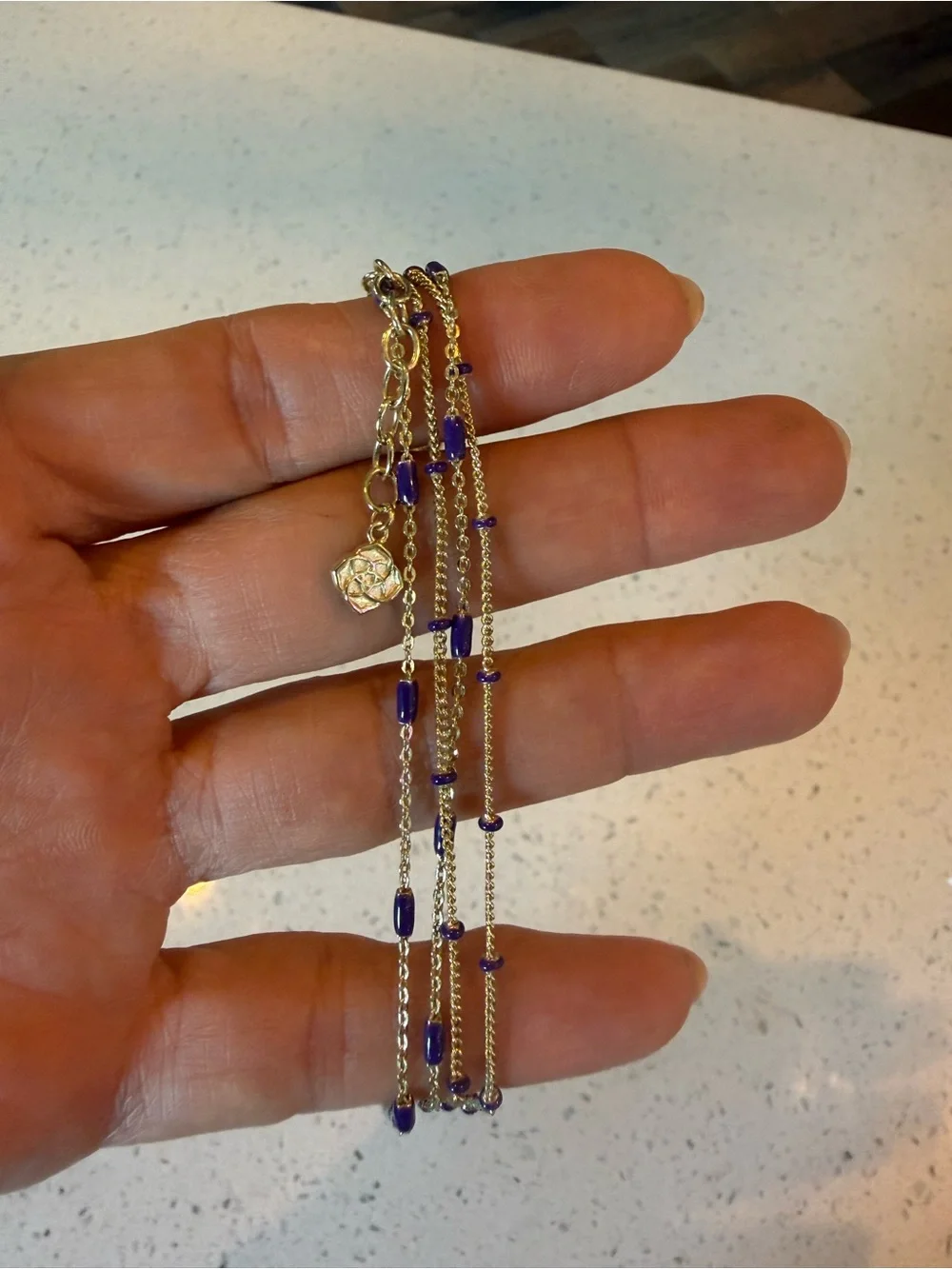 NEVER BEEN WORN Kendra Scott Gold Double Strand necklace with Purple beads